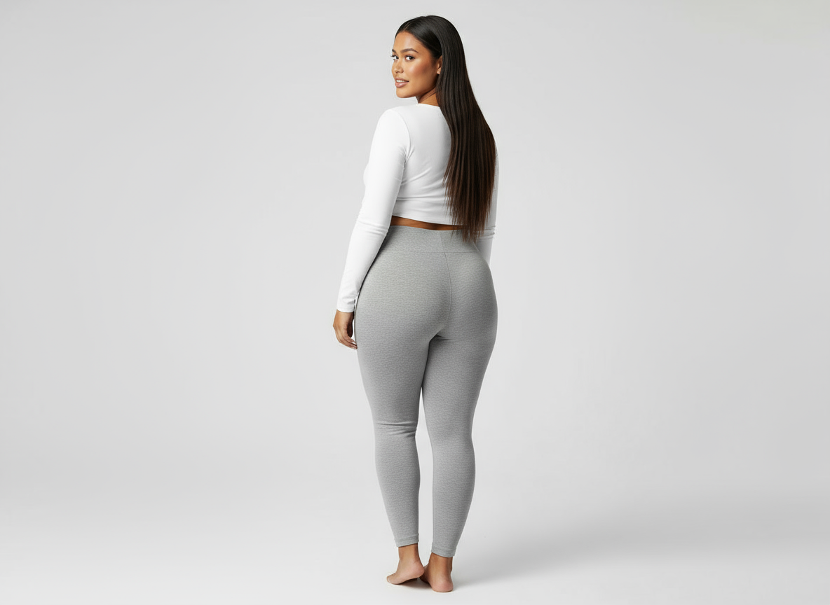 Plus Size High-Waisted Rib-Knit Leggings – Solid Color Casual Stretch Pants for Women